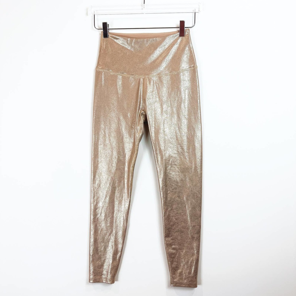 Beyond Yoga Luxe High Waisted Midi Legging Matte Light Gold Foil Women's Medium